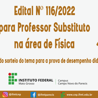 Professor substituto — Edital Nº 116/2022 - Sorteio do tema da prova de desempenho didático
