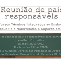 Campus Campo Novo do Parecis realizará reunião de Pais e Mestres na segunda-feira (21)