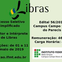 IFMT de Campo Novo do Parecis abre seletivo para contratação de intérprete de Libras